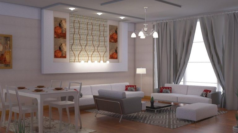 Living and dining room designed for a private residence in Addis Ababa